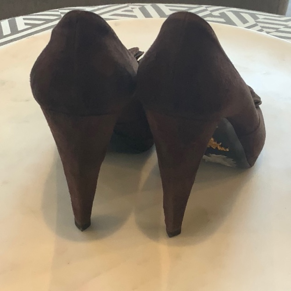 ❤️ PRADA BROWN SUEDE PLATFORM HEELS SIZE 7. - Picture 4 of 9